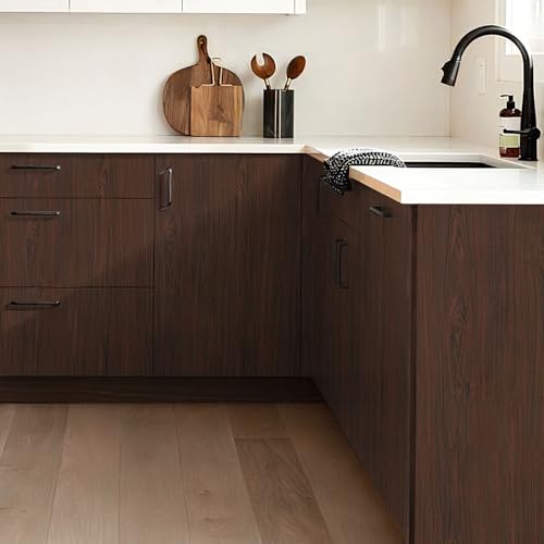 Heroad Peel and Stick Wallpaper Wood Contact Paper Red Brown Wood Grain Contact Paper Wallpaper Thicken Textured for Cabinets and Drawers Countertops Waterproof Self Adhesive Vinyl 17.5" x 78.7" - color: Red Brown, size: 17.5" x 78.7"