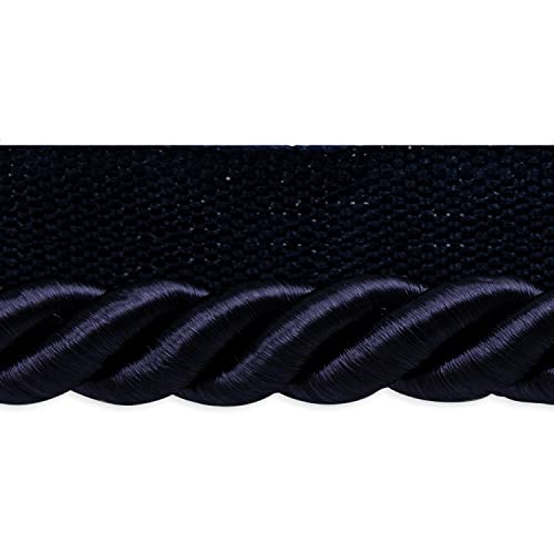 Trims by the Yard Hilda 3/8" Twisted Lip Cord Trim, Versatile Trim for DIY Crafts, Picture Frames, Home Decor, and Fashion Items, 10-Yard Cut, Navy Blue - color: Navy Blue