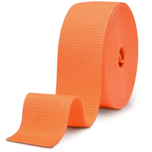 CooBigo 12 Yards Webbing 3/4" & 1" & 1.5" & 2" Polypropylene Webbing Strap 3/4 Inch 1 Inch 1.5 Inch 2 Inch Wide Webbing Strapping for Bags/Lawn Chair/Pool Solar Cover DIY Crafting - color: Orange, size: 2"- 12 Yards