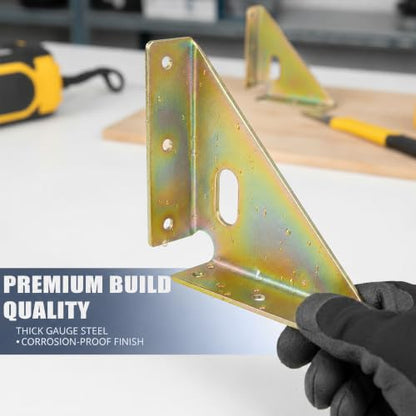 4 Pcs Heavy Duty Gusset Joints, Trapezi Corner Code (Yellow Zinc) - color: 4 Pcs Gusset Joints (Yellow Zinc)