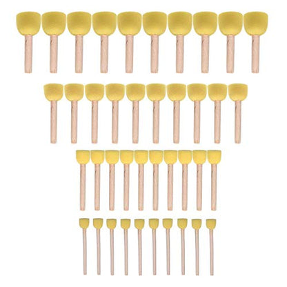 WAFJAMF 40 Pcs Round Sponges Brush Set 4 Sizes DIY Painting Tools Yellow - color: Yellow