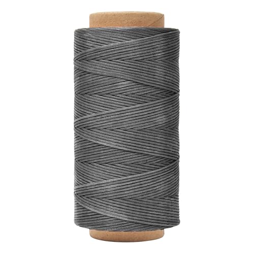 Mandala Crafts 150D 0.8mm Gray Flat Waxed Thread for Leather Sewing - color: Gray, size: Flat 150D 0.8mm 273 Yards