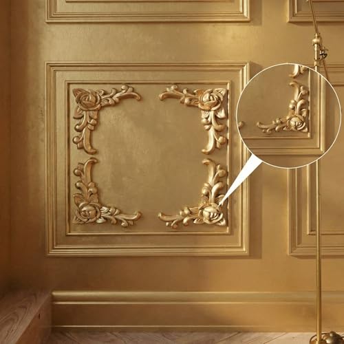 4 Pcs PVC Decorative Corner Onlays Floral Corner Wall Decor - style: Floral