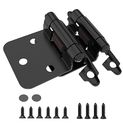 Chibery 1/2" Overlay Cabinet Hinges, 20 Pack Self Closing Flush Mount Hinges with Door Bumper, Variable Decorative Hardware for Bathroom, Furniture, Kitchen Cabinet Doors, Matte Black - color: Matte Black
