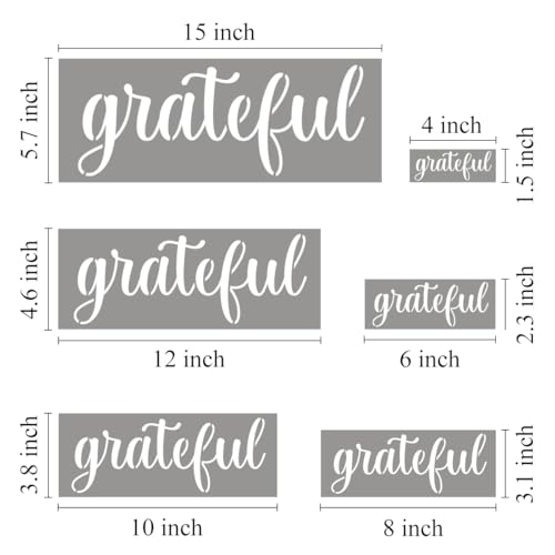 Large Grateful Stencils for Painting - 6 Pack Grateful Stencil Templates for Painting on Wood, Reusable Letter Stencils for Chalkboard Wood Crafts Signs & Home Front Door Mat Decorations - style: Grateful
