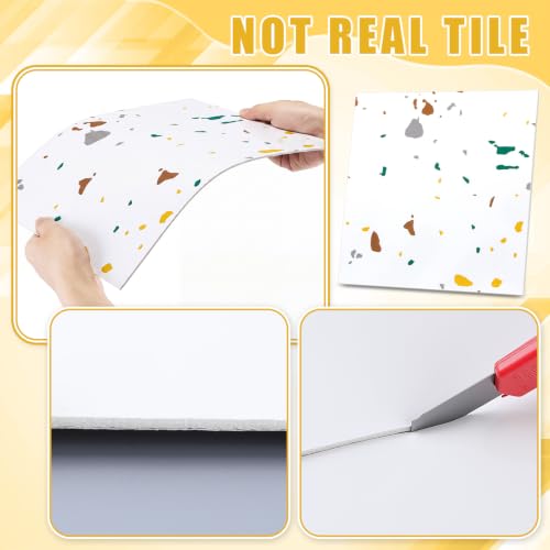 Nuanchu 36 Pcs Peel and Stick Wall Panels, 12x12 Inch, White Terrazzo - color: White Terrazzo