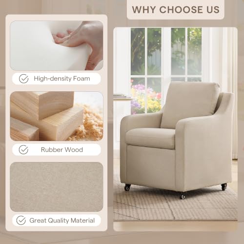 Dining Chairs with Wheels Set of 2 - color: Beige