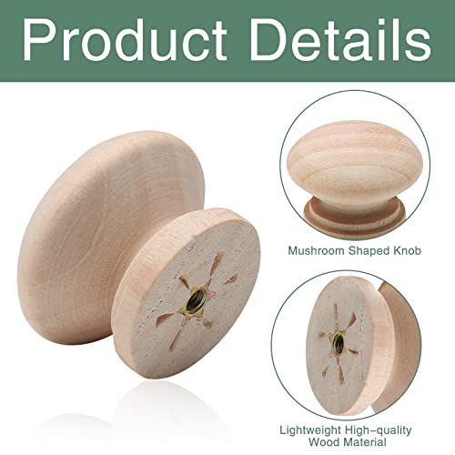 Waziaqoc 15PCS Unfinished Wooden Cabinet Knobs, 1-3/8 inch, Natural - color: Natural Wood