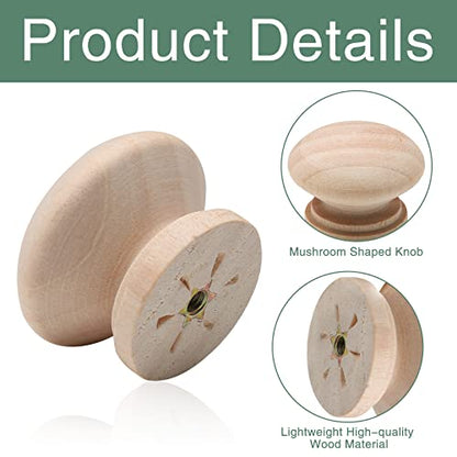 Waziaqoc 15PCS Unfinished Wooden Cabinet Knobs, 1-3/8 inch, Natural - color: Natural Wood