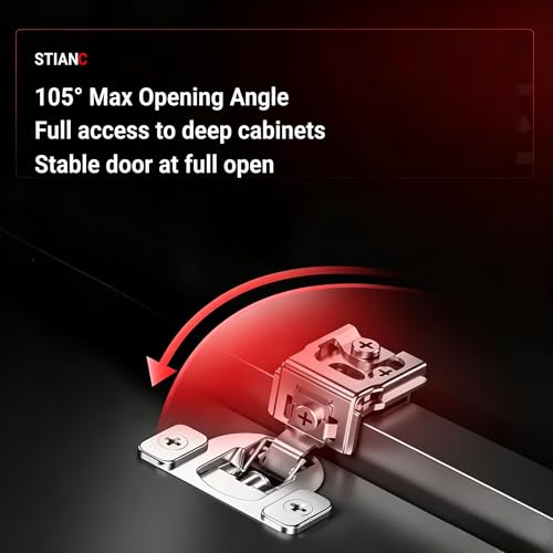 50 Pcs 1 1/4" Overlay Soft Close Cabinet Hinges 105° 3D Adjustable - size: 1-1/4"