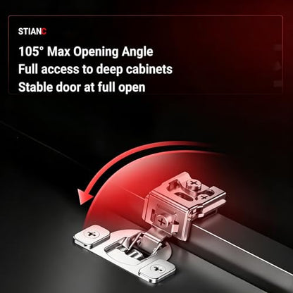 50 Pcs 1 1/4" Overlay Soft Close Cabinet Hinges 105° 3D Adjustable - size: 1-1/4"