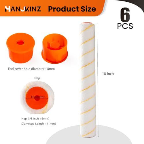 18 Inch Microfiber Paint Roller Covers, 6 Pack, 3/8" Nap - size: 18 Inch,6 Pack