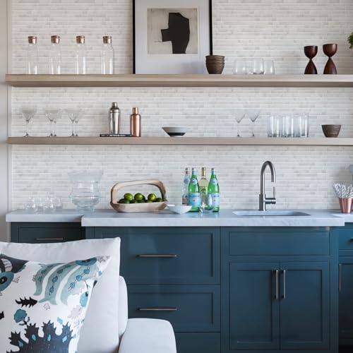 STICKGOO Thicker Peel and Stick Backsplash Tile for Kitchen and Bathroom - color: White Marble