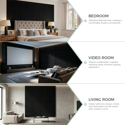 TO-TH Acoustic Wall Panels Self-Adhesive Sound Proof Panel 2 Pack, Black - color: Black, size: 2 Pack