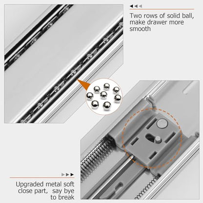 LONTAN 6 Pairs 20 Inch Soft Close Drawer Slides Heavy Duty 100lb Capacity - size: 20 Inch