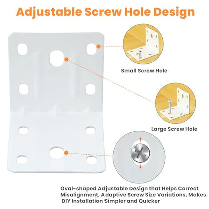 Alise 30 Pack White 2x2in L Brackets Heavy Duty Metal for Wood Furniture - color: White, size: (30P) 2X2 inch