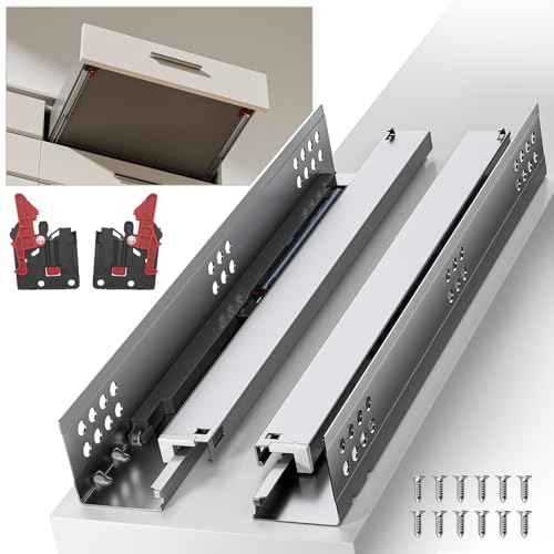 12 Inch Soft Close Undermount Drawer Slides for Frameless Cabinets - color: Soft Close Without Bracket, size: 12 Inch (300 mm)