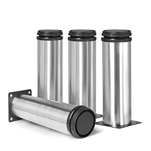 Stainless Steel Adjustable Furniture Legs 7 Inch - Silver - 4pcs - color: Silver, size: 7"