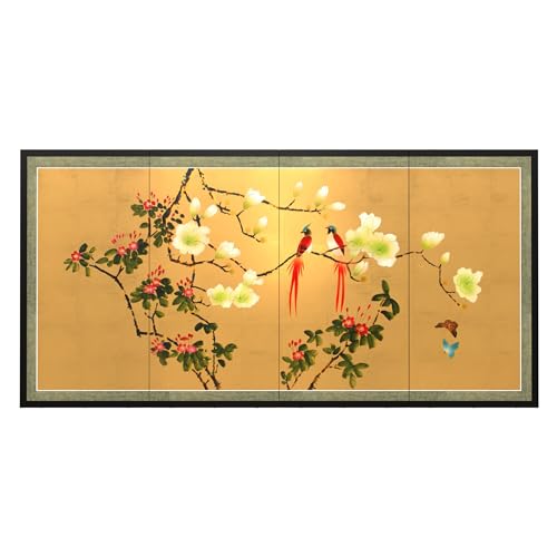 Red Lantern Love Birds on Traditional Gold Leaf - color: Love Birds