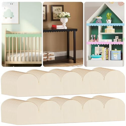 Scalloped Trim, 30 Pack Decorative Scallop Wood Trim, 16.34 x 3.46 inch - color: 16.34"x3.46" 30 Pack