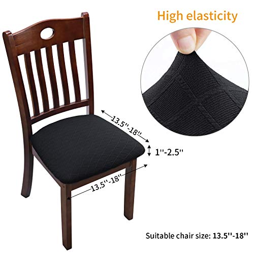 Fuloon Dining Chair Seat Covers Stretch Slipcovers, 6 Pack, Black - color: Black, size: Not Waterproof