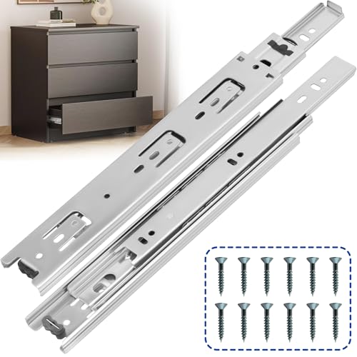 22 Inch Soft Close Drawer Slides 1 Pairs (2pcs) Side Mount Rails- Heavy Duty Full Extension Ball Bearing – Drawer Slide Glides for Cabinet Kitchen, Dresser Runners - Draw Slides Sliders 100LB - color: Silver-Soft Close, size: 22 Inch