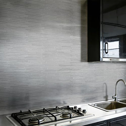 Art3d 10-Pack Metal Peel and Stick Backsplash Tile, Silver Parallel - color: Silver Parallel