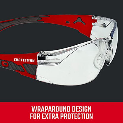 Craftsman 200, Safety Glass, Comfort Fit - Clear, Red Frame - color: Clear