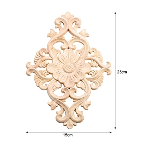 1Pc Wood Carved Appliques Onlays Center Carving Decals for Furniture - color: 1-pack, size: 25x15cm/9.84"x5.9"