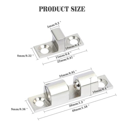 Alise 40mm Brass Double Roller Catch Cabinet Latches Door Catch,4 Pcs - color: Silver, size: 40mmX24mm