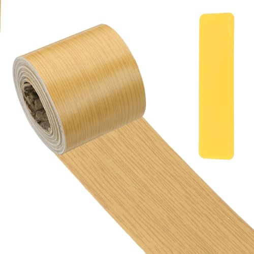 PATIKIL Wood Grain Repair Tape 2" x33', Self Adhesive Realistic Textured Repair Patch Peel and Stick Wood Tape with Scraper for Floor Door Window Furniture Table American Oak - color: American Oak, size: 2"x33'