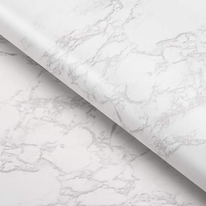 FunStick 24" x 200" White Grey Marble Contact Paper for Countertops Waterproof Removable Wallpaper Counter Top Covers Peel and Stick Wallpaper Self Adhesive Thick Marble Paper for Cabinets Desk Vinyl - size: 24"W x 200"L