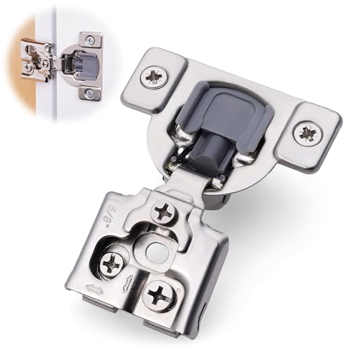 Decobasics 2 Pack Soft Close Cabinet Hinges – 5/8" Overlay for Kitchen Cabinet Doors, Face Frame Concealed Hidden Hinges – Stainless Steel, Self-Closing with 3-Way Adjustment & Slow Close Damper - size: 5/8 Inch