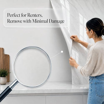 Very Berry Sticker Marble Contact Paper (White, 24" x 118", 2 Pack) - color: White, size: 24" x 118" (2-pack)