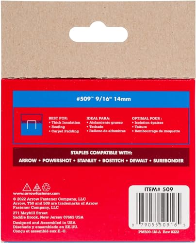 Arrow T50 9/16" Staples, 1250 Count - size: 9/16 in.