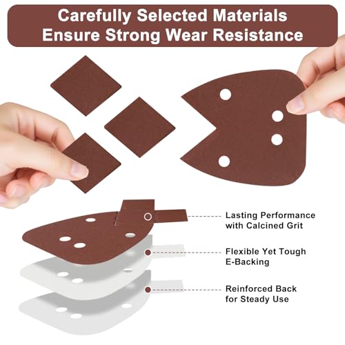 Mouse Sander Sandpaper with Extra 2 Tips for Replacement, 50PCS 60 80 120 150 220 Grit Sandpaper Assortment, Sanding Sheets for Black and Decker Mouse Sanders