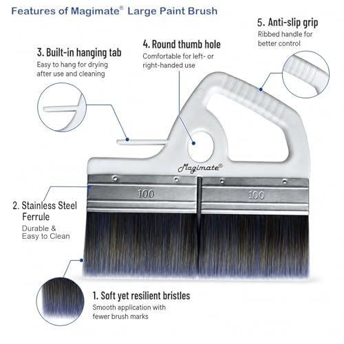 Magimate 8 Inch Large Paint Brush Wide Paddle Brush Varnish Wallpaper Paste