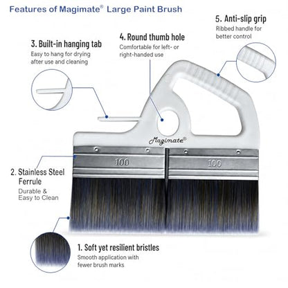 Magimate 8 Inch Large Paint Brush Wide Paddle Brush Varnish Wallpaper Paste