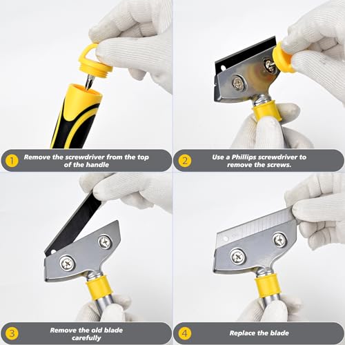 EHDIS Razor Blade Scraper,4 Inch Razor Blade Scraper Tool Tile Paint Scraper Floor Wall Paper Removal Smoothing Scraper for Wood,Window Glass Wallpaper Remover,Painting Stripping, Adhesive Removal