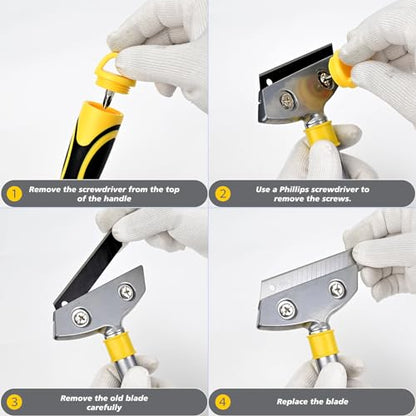 EHDIS Razor Blade Scraper,4 Inch Razor Blade Scraper Tool Tile Paint Scraper Floor Wall Paper Removal Smoothing Scraper for Wood,Window Glass Wallpaper Remover,Painting Stripping, Adhesive Removal