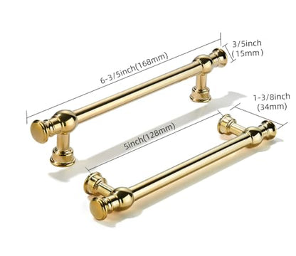 khtumeware Handmade 100% Solid Real Brass Unlacquered Brass Cabinet Pulls - size: 5 Inch Hole Center