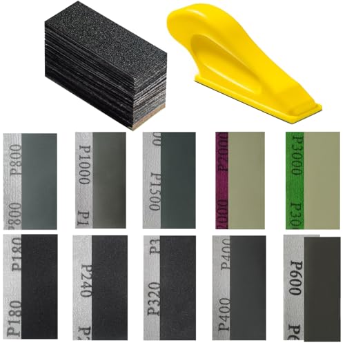 FOWOK 101pcs Detail Sandpaper Kit for Narrow Spaces, 180-3000Grit Sandpaper - style: Without Sponge