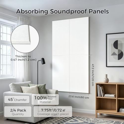 TO-TH Soundproof Wall Panels Thickened Sound Absorbing Panel 2 Pack, White - color: White, size: 2 Pack