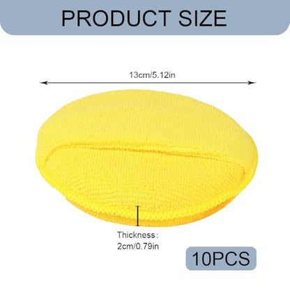 10PCS Wax Applicator Pads, Microfiber Polished and Waxed Sponge with Finger Pocket, Round Foam Car Wax Applicator Pad, Universal Detailing Sponge Block for Car Cleaning and Polishing (Yellow) - color: Yellow