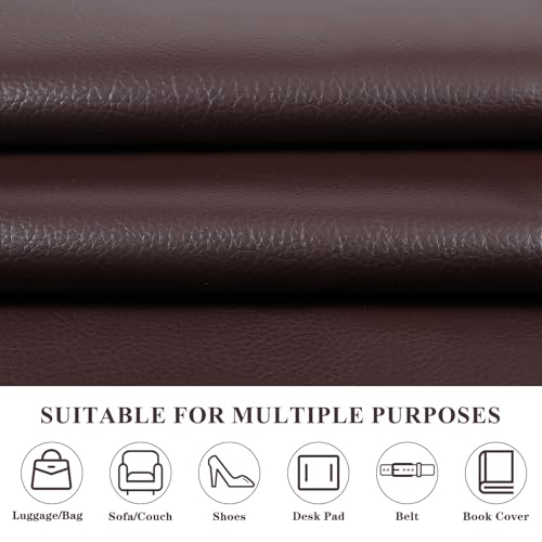 Faux Leather 0.7mm Upholstery Fabric by the Yard 10 Yard Coffee - color: Coffee, size: 10 Yard