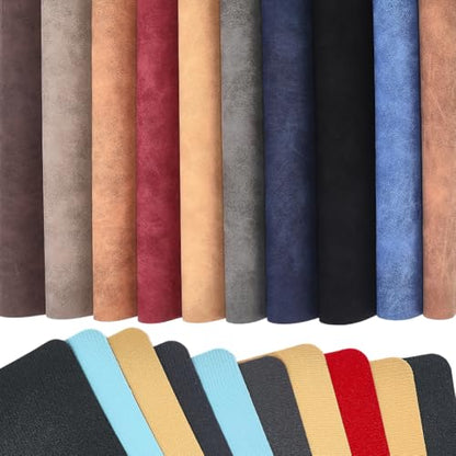 11 x 8 Inch 10 Colors Frosted Faux Suede Fabric Velvety Touch Solid PU Leather Sheets Waterproof Smooth Soft Synthetic Leather Vinyl Rolls for Upholstery Handmade DIY Sewing Crafts - color: 10 Colors 2