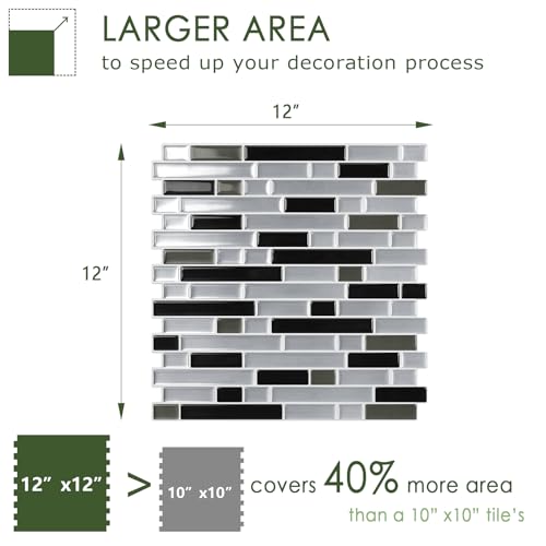 STICKGOO Thicker Peel and Stick Backsplash Tile for Kitchen and Bathroom - color: Silver, Black
