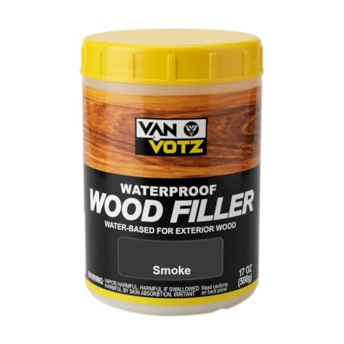 Waterproof Wood Filler [Half-Pint, Smoke-Black] - Exterior Grade Wood Repair in 18 Paintable and Stainable Colors. Strong Adhesion and Durability for Outdoor Wood in All Weather Conditions. - color: Smoke, size: 1-Half-Pint [17oz / 500g]