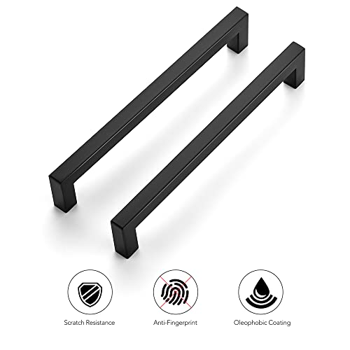 Ravinte Matte Black Kitchen Square Cabinet Handles 7-1/2 Inch 5 Pack - color: Black