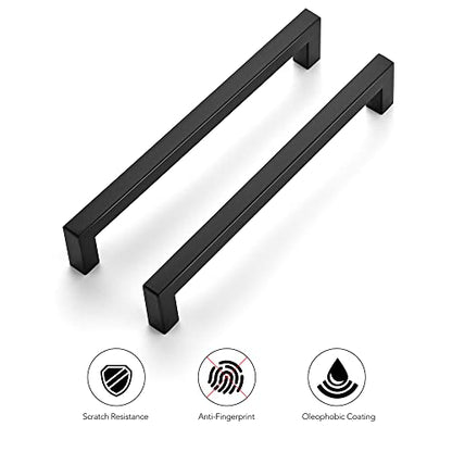 Ravinte Matte Black Kitchen Square Cabinet Handles 7-1/2 Inch 5 Pack - color: Black